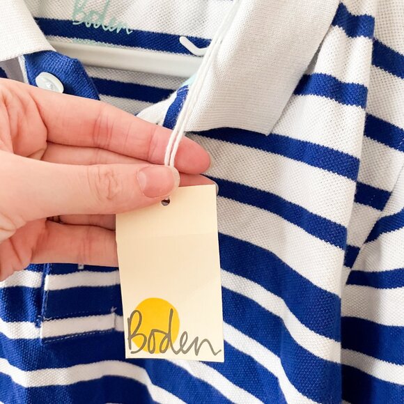 New With Tags Piqué Polo Blue and White Striped Shirt - Picture 5 of 10